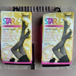 NEW Bundle of 2 Spanx Patterned Shaping Tights, Nouveau Black, Size C Medium